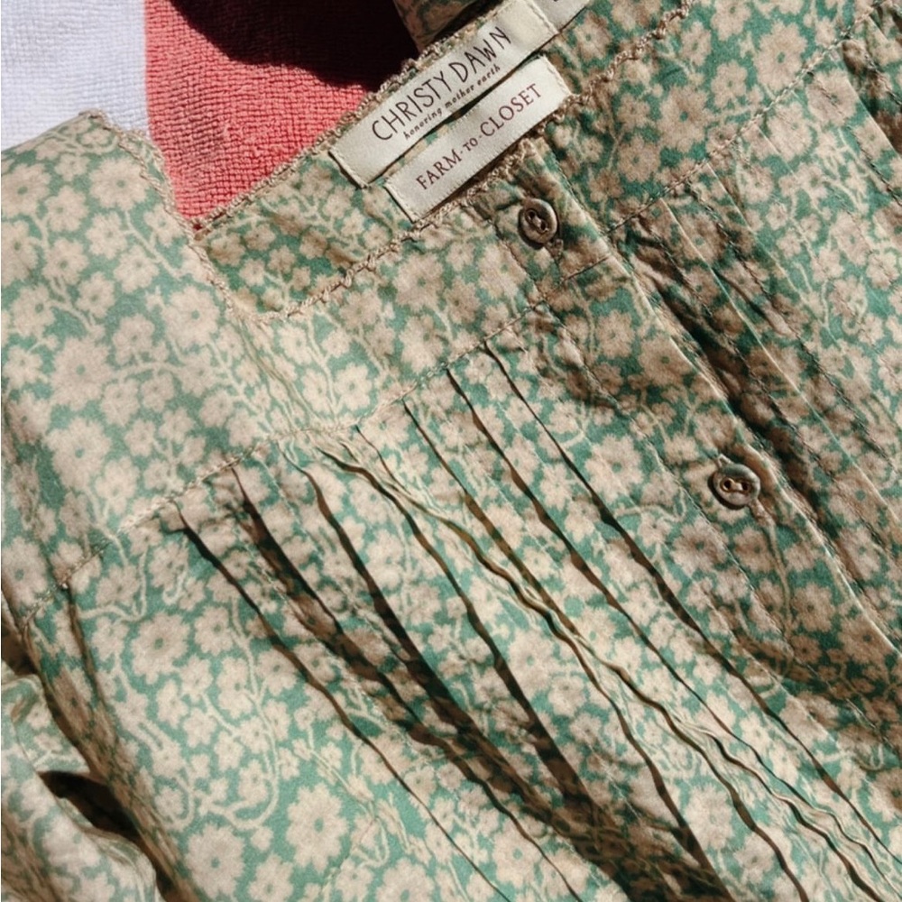 Christy Dawn Rain Dress Green Climbing Daisy Medium Regenerative Cotton Midi